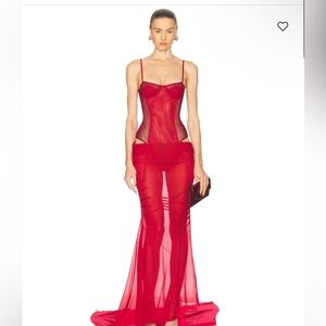 The Attico Red Sheer Chemise